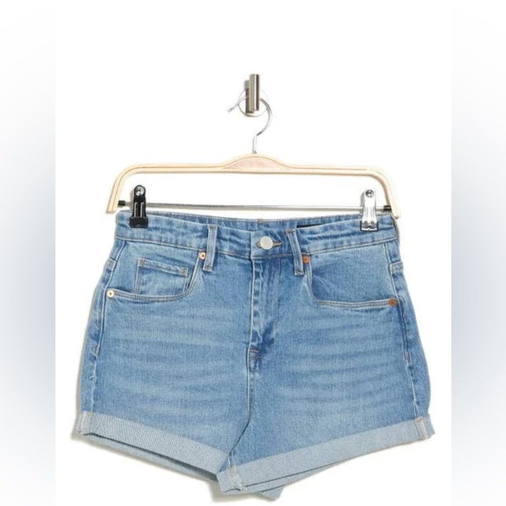 BLANKNYC Women's High Waist Cuffed Blue Denim The Perry Mom Shorts NWT Size 25